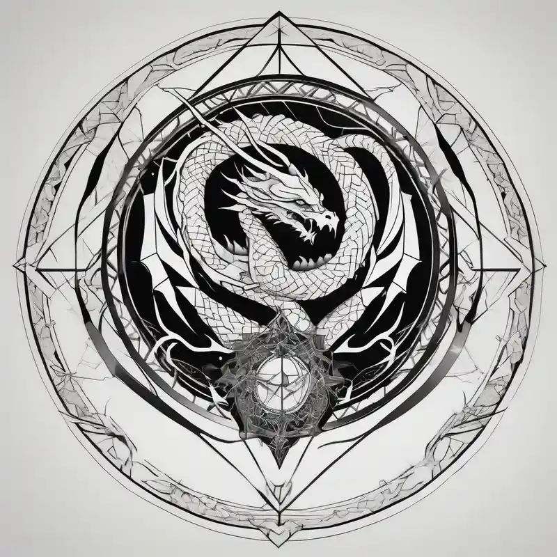 Dark cancer zodiac sign tattoo with dragon on background hello kitty tattoo